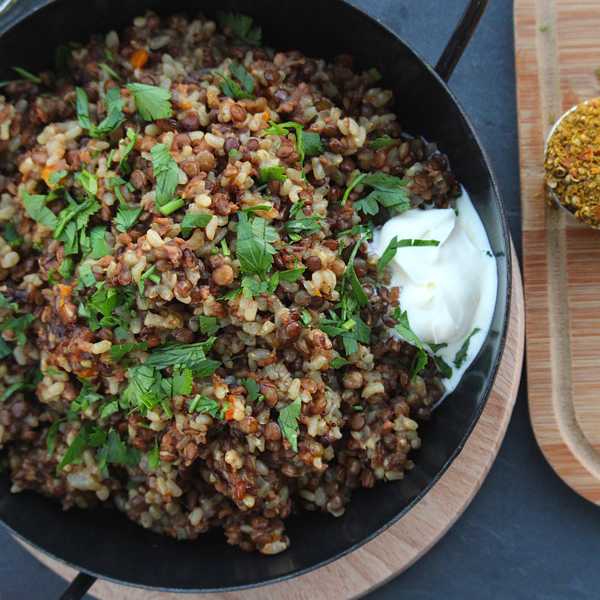 Lentils and Rice with TVP