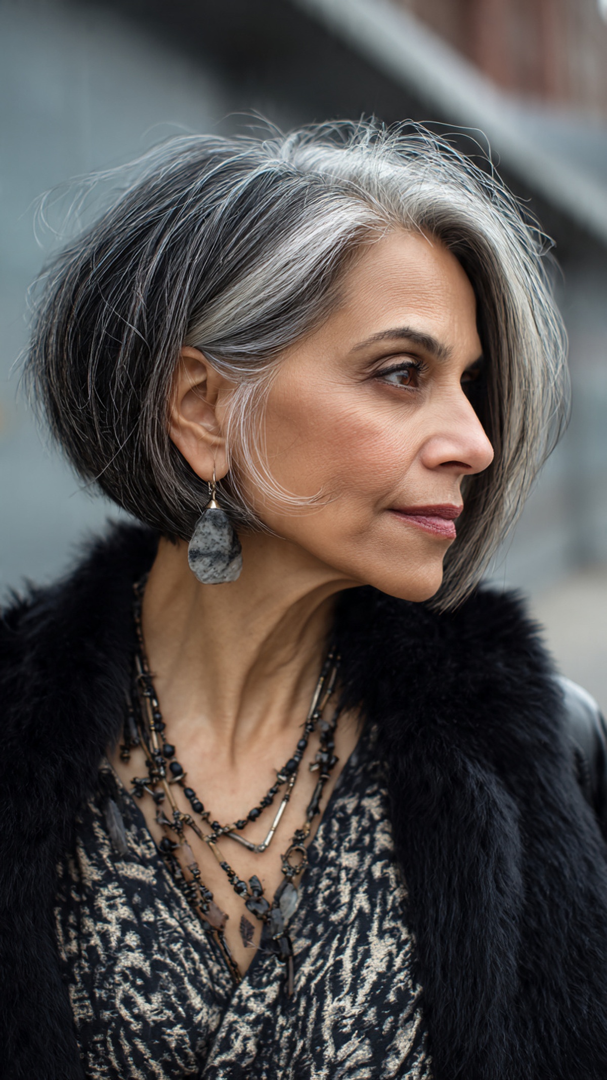 women over 50 with Asymmetrical Bob Haircut
